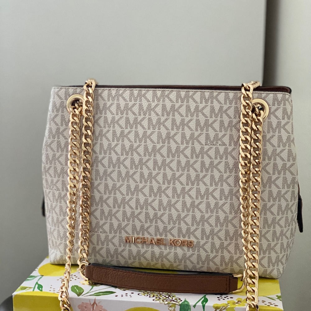 Beige & Brown Michael Kors Crossbody Purse/Handbag